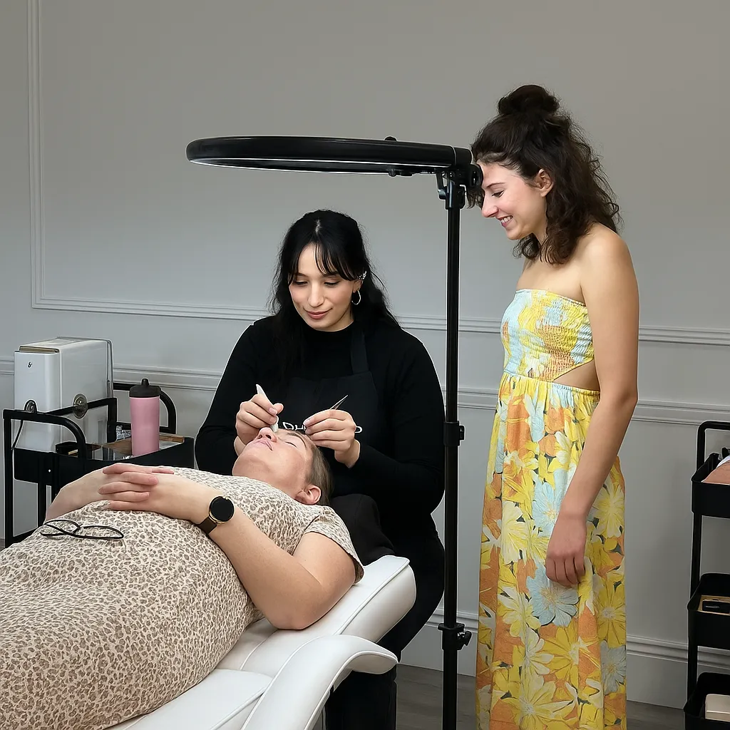 Rehaussement de cils en cabine à l'institut No Faux Cils Club
